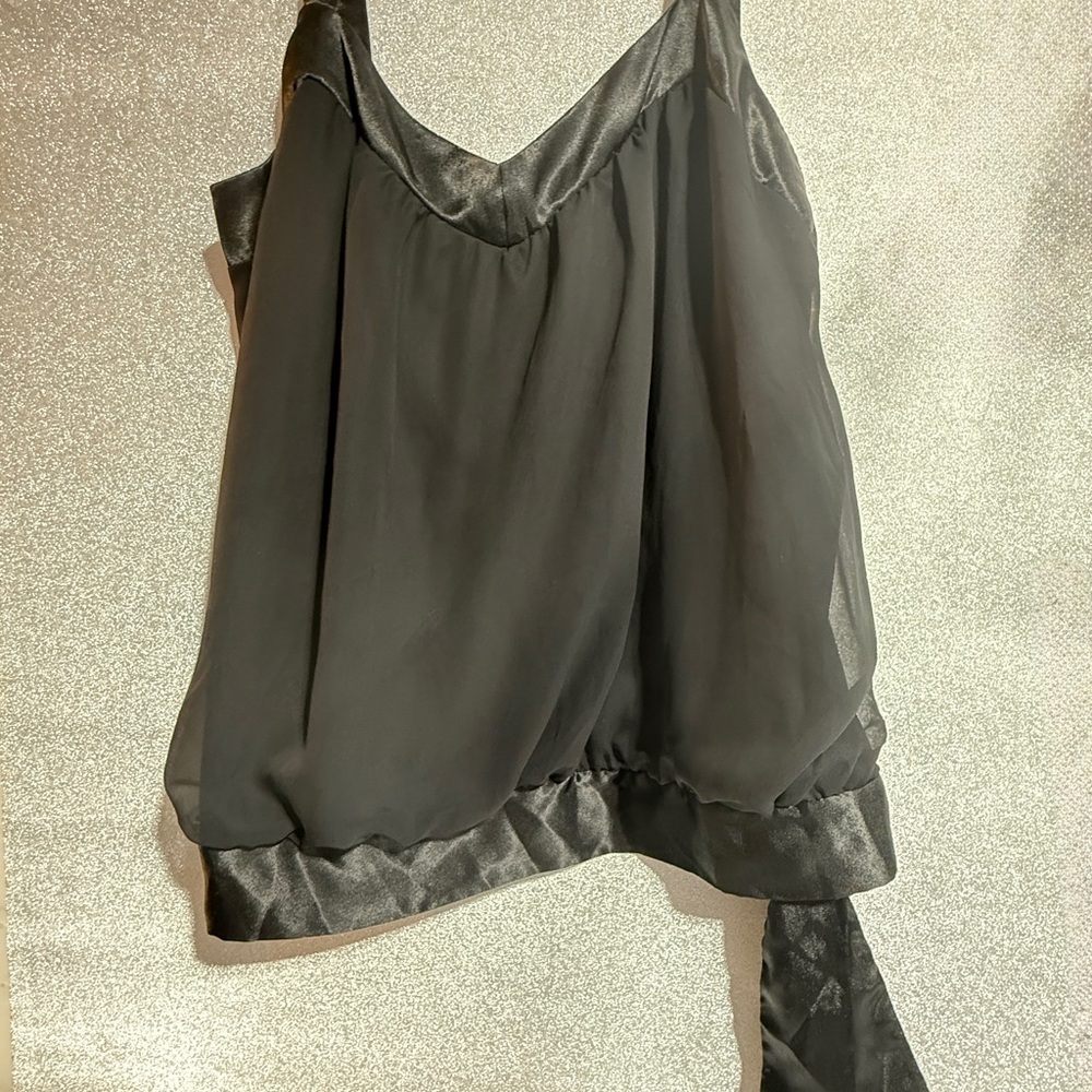 Elegant Black Satin Trim Tank Top. Size 24W.